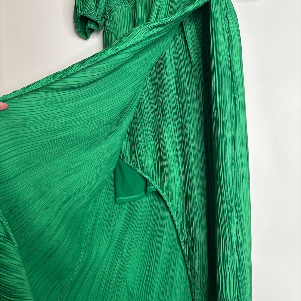 Anthropologie V-Neck Pleated Slim Midi Dress Green size XS - Picture 6 of 13